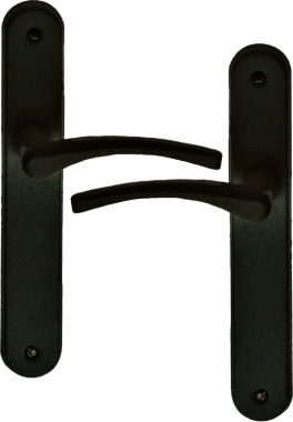 Poignée de porte intérieure design en porcelaine blanche et zamak Nickel  mat sur plaque BdC entraxe 195 mm, ATHENA