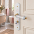 2 poignées de porte Porcelaine modèle ROSAE – verrou condamnation – Entraxe 195 mm